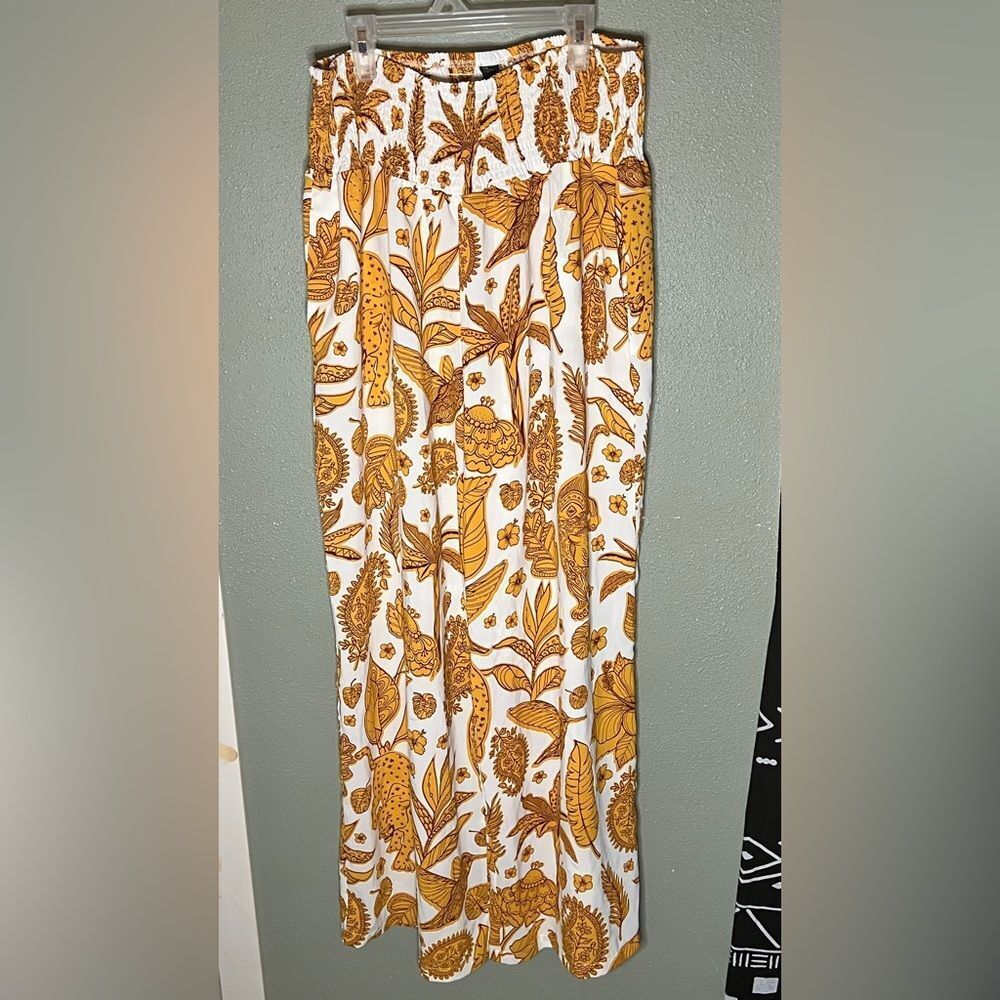 Cider Wide Leg Boho Flowy Gold Lightweight Harem Tropical Pants Size 1XL